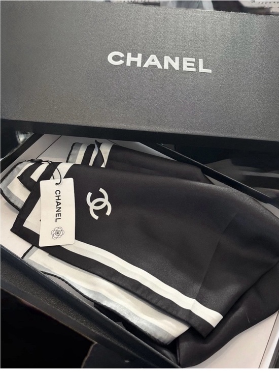 Source Unknown Accessories - Black & White Silk Logo Scarf